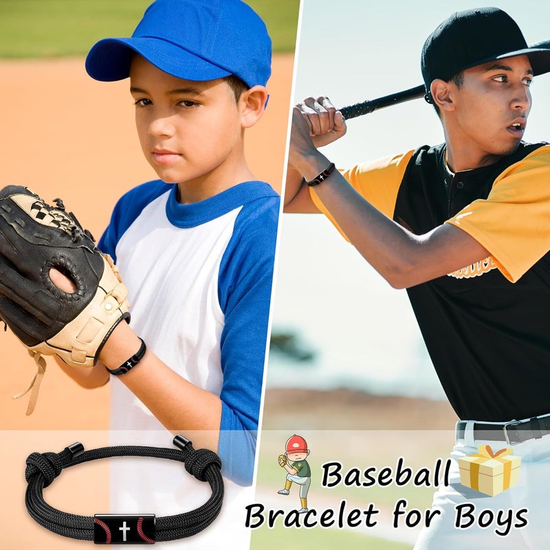PEALICIOUS Mens Cross Bracelet as Boys Valentine Gifts, Soccer Baseball Joshua 1 9 Cross Bracelet Basketball Philippians 4:13 Accessories as Christian Valentines for Sons Baptism Confirmation - Image 4
